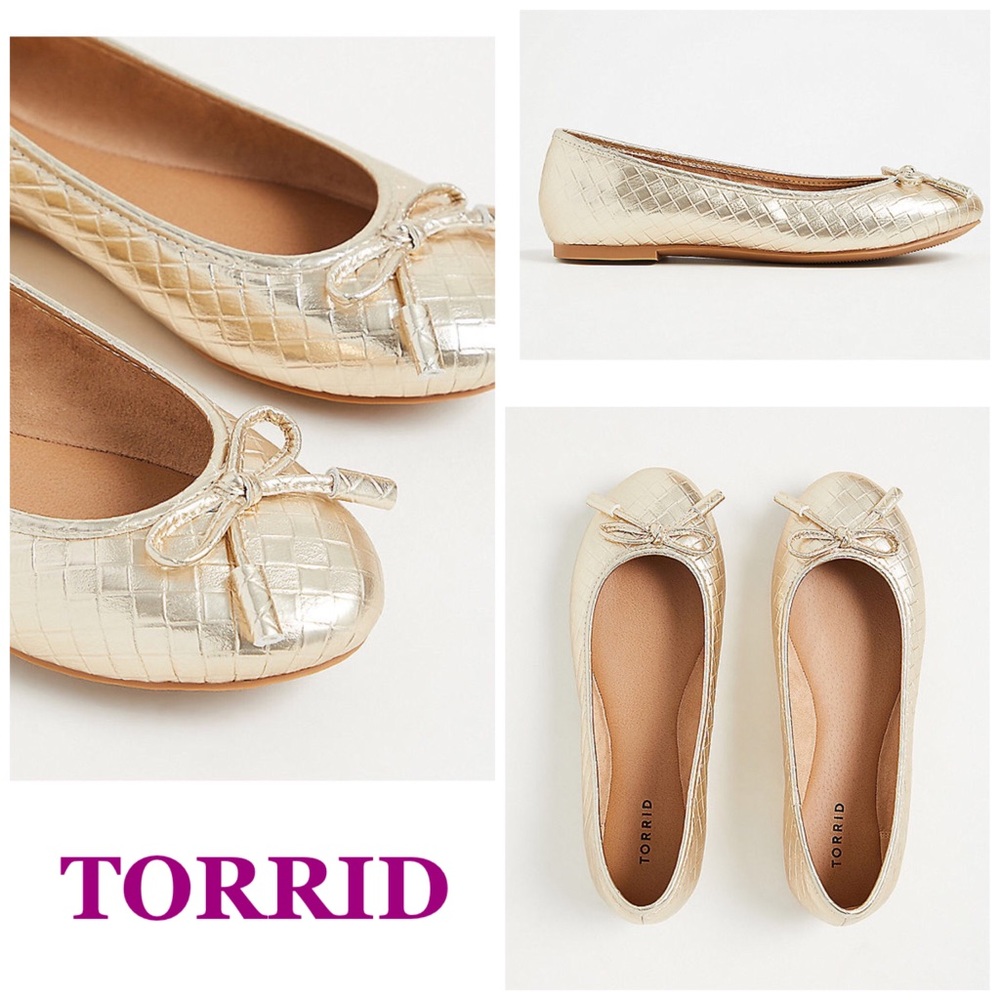 TORRID Metallic Gold Ballet Flats